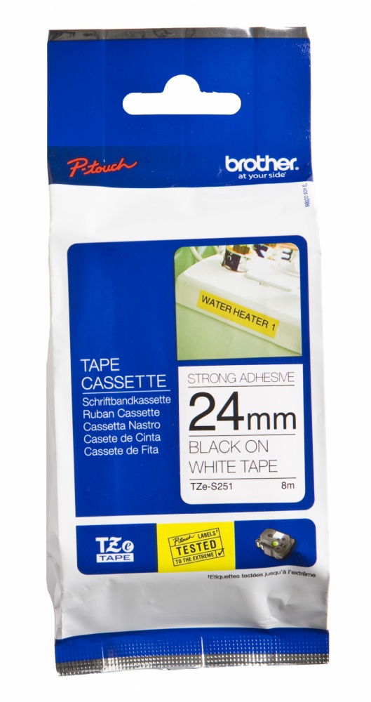 Cinta Brother TZE-S251 Negro Sobre Blanco 24mmx8m
