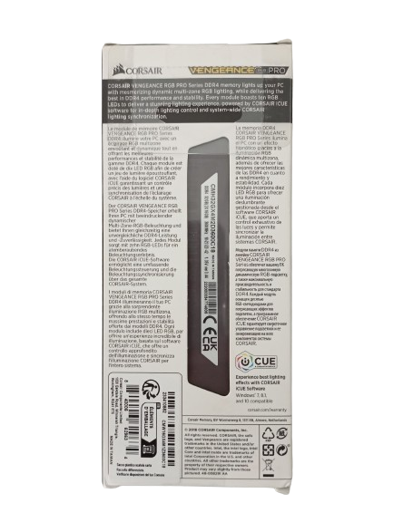 Memoria RAM Corsair Vengeance RGB Pro Black DDR4 DIMM 3600MHz 16GB CL18