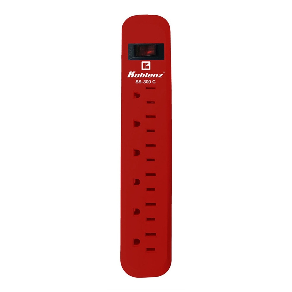 Supresor Rojo Koblenz SS-300-C 300 Joules 6 Contactos Aterrizados Switch On/Off 