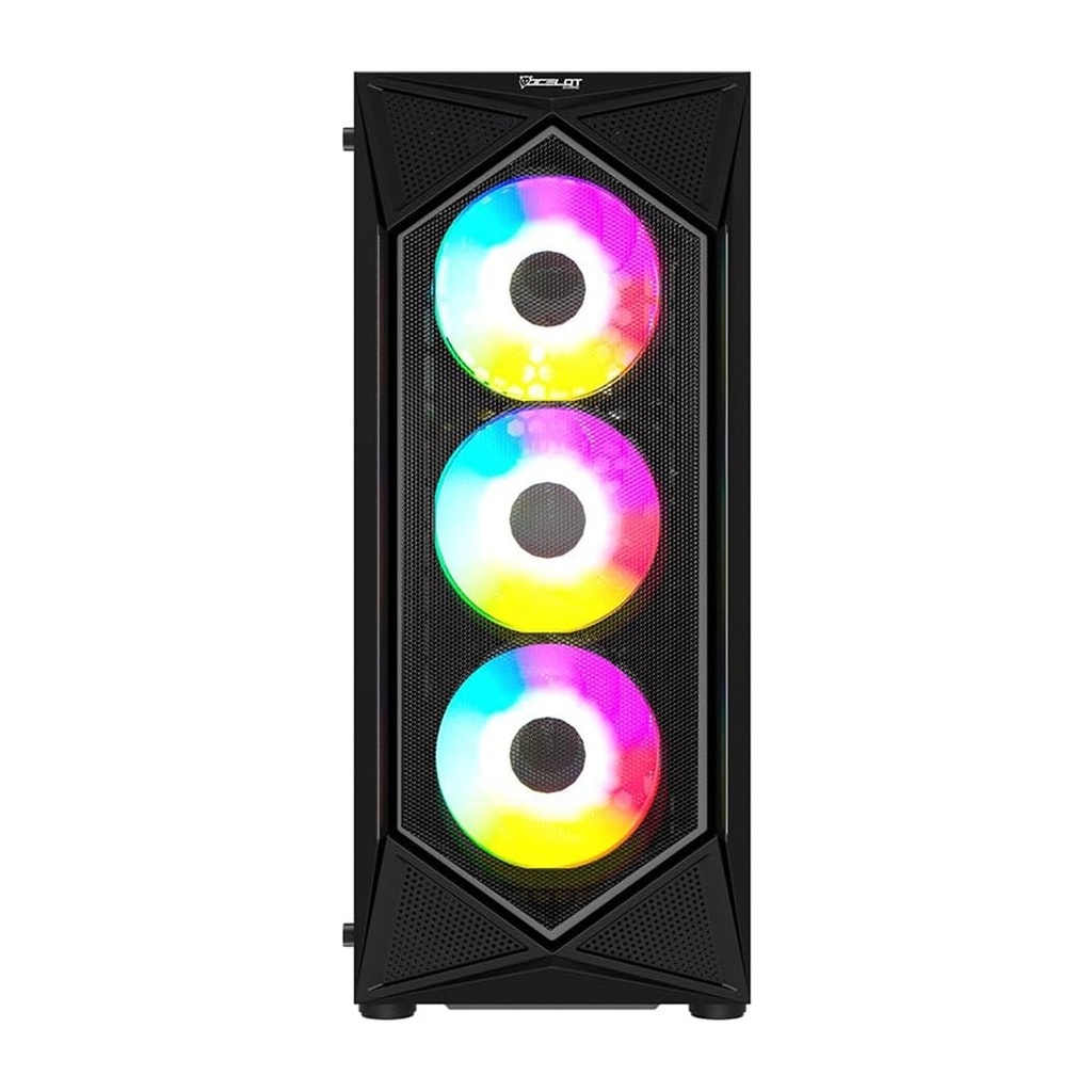 Gabinete Ocelot Gaming POLYGON-E5 Midi-Tower ATX/Micro-ATX/Mini-ITX USB 2.0/3.0 Sin Fuente 4 Ventiladores Instalados