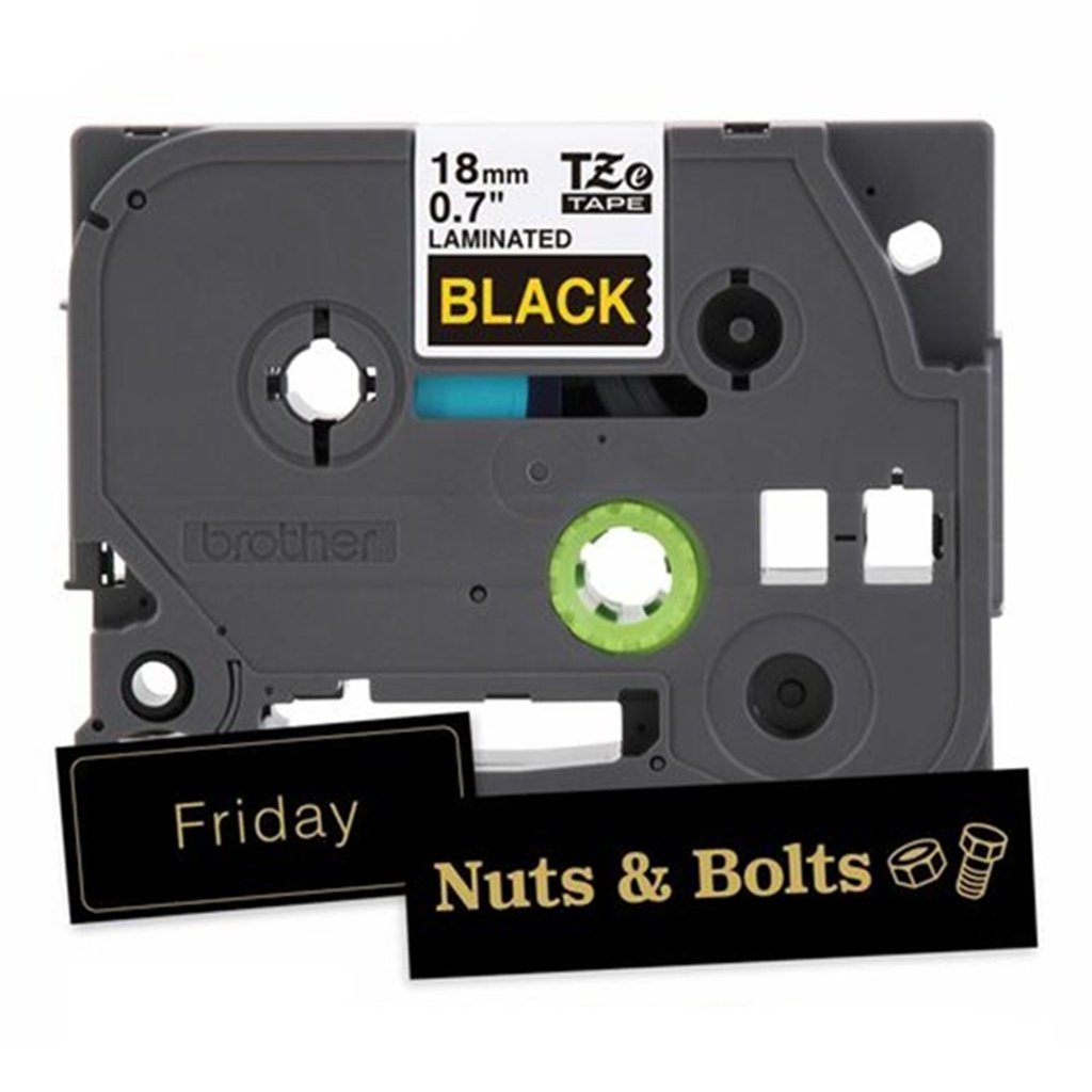 Cinta Térmica Brother TZE344G Dorado sobre Negro 18 mm x 8 m