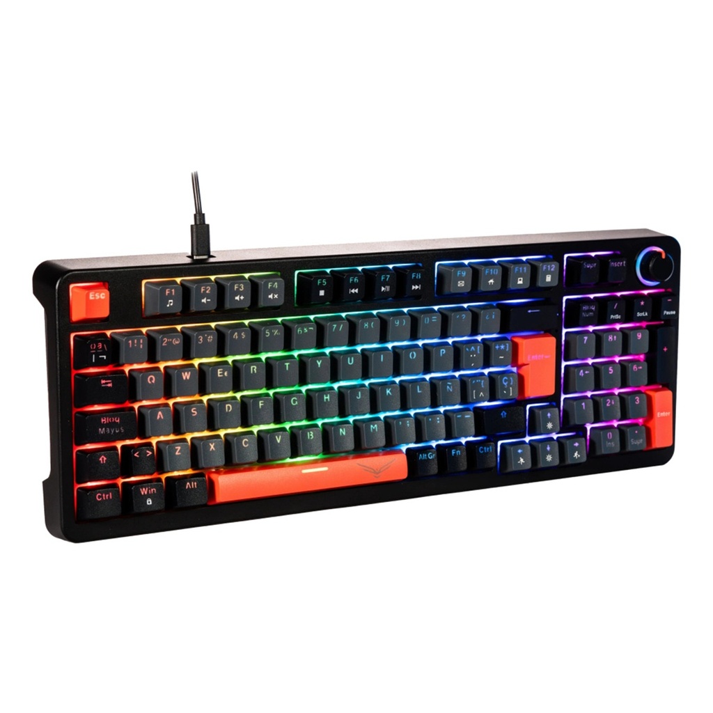 Teclado Gamer Mecánico Naceb NA-0972G LED RGB Cherry MX Brown Alámbrico USB Español