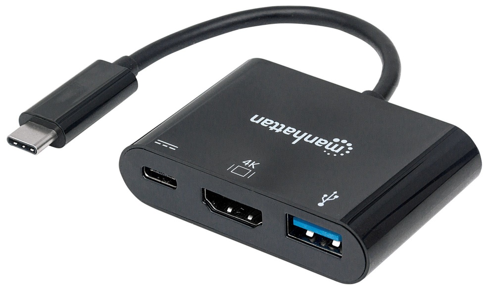 Convertidor video manhattan usb-c a hdmi-h + usb3 + usbc 152037