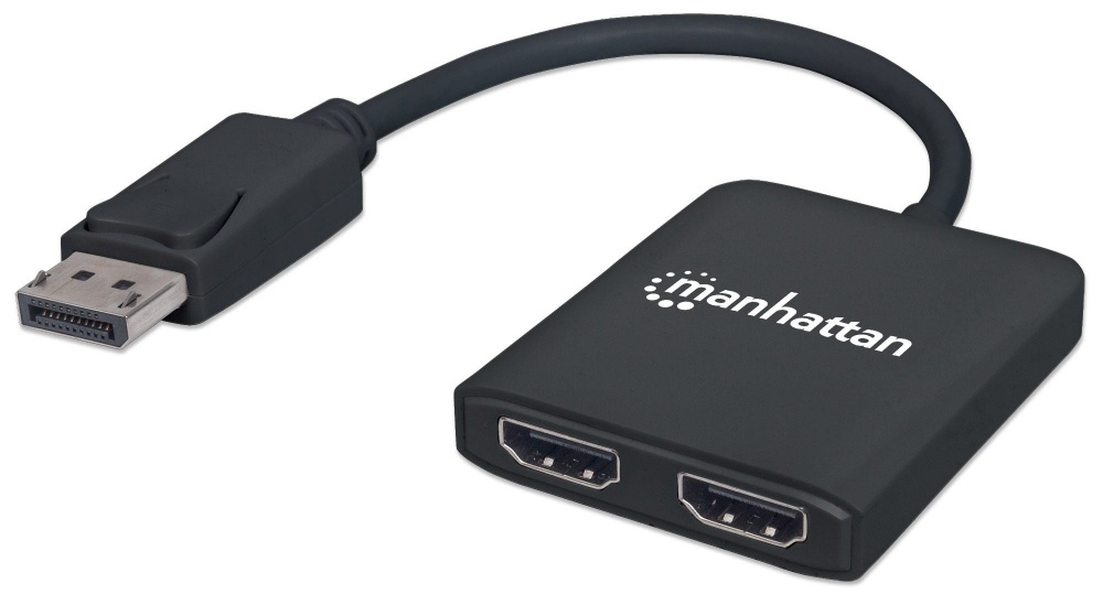 Video splitter manhattan displayport 1dp in:2hdmi out usb/mst 152716