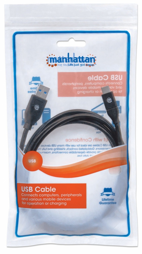 Cable de Carga USB Manhattan USB A Macho - USB C Macho 2 Metros