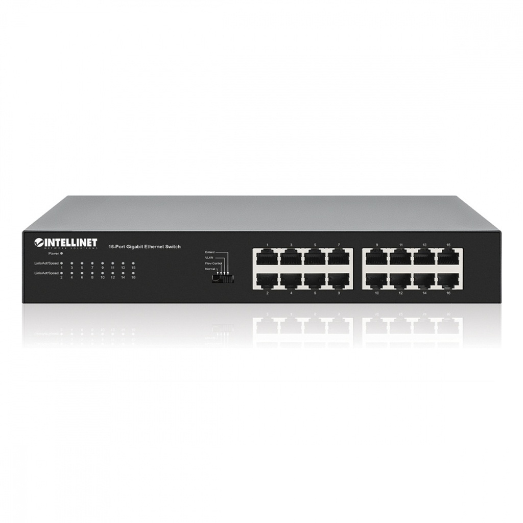 Switch Intellinet Gigabit Ethernet 561815 16 Puertos 10/100/1000Mbps 32 Gbit/s 8.192 Entradas No Administrable 