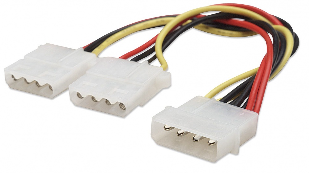 Manhattan Cable 4 Pin Molex Macho a 2 x 4-pin Molex Hembra 20cm