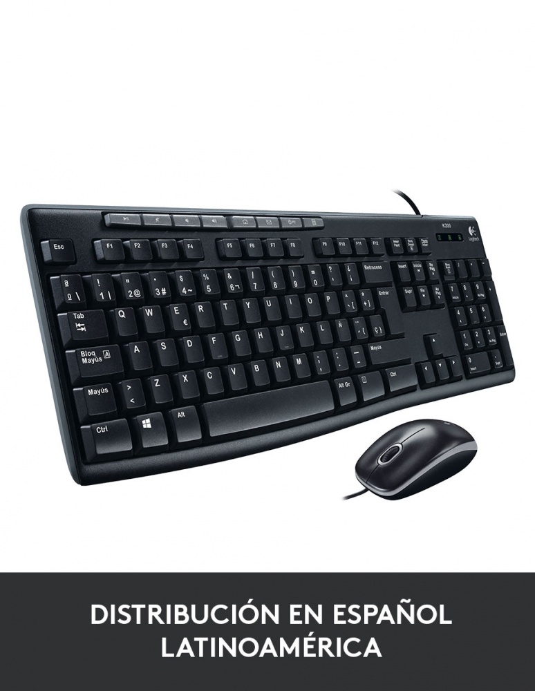 Teclado y Mouse Logitech MK200 USB Negro Español