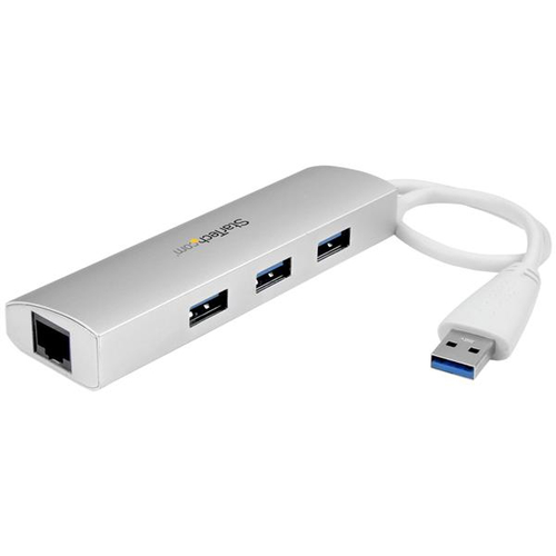 Hub Concentrador StarTech De 3 Puertos USB A 3.0 Con Adaptador De Red Ethernet Gigabit