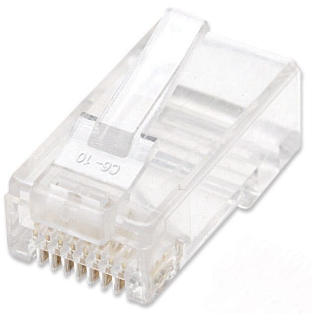 Plug rj45 cat5e solido utp bote 100pzas oro15-micras intellinet 502399