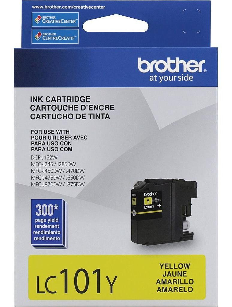 Cartucho de tinta brother lc101y amarillo rendimiento de 300 pag p/j87