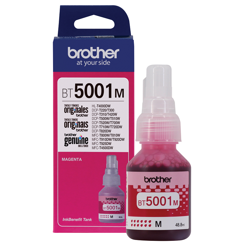Botella de Tinta Brother Tanque de Tinta BT5001M Magenta 5000 Páginas