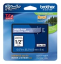 Cinta brother tzes135 blanco sobre transparente 12 mm eresistente