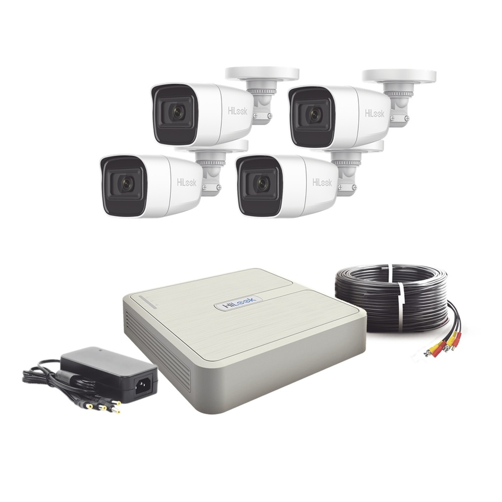 Kit de Vigilancia Hikvision HL1080PS(C) de 4 Cámaras CCTV Bullet con Grabadora de 5 Canales 