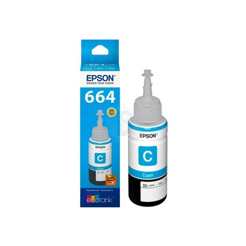 Tanque De Tinta EcoTank Epson 664 Cyan 70ml 6500 Páginas
