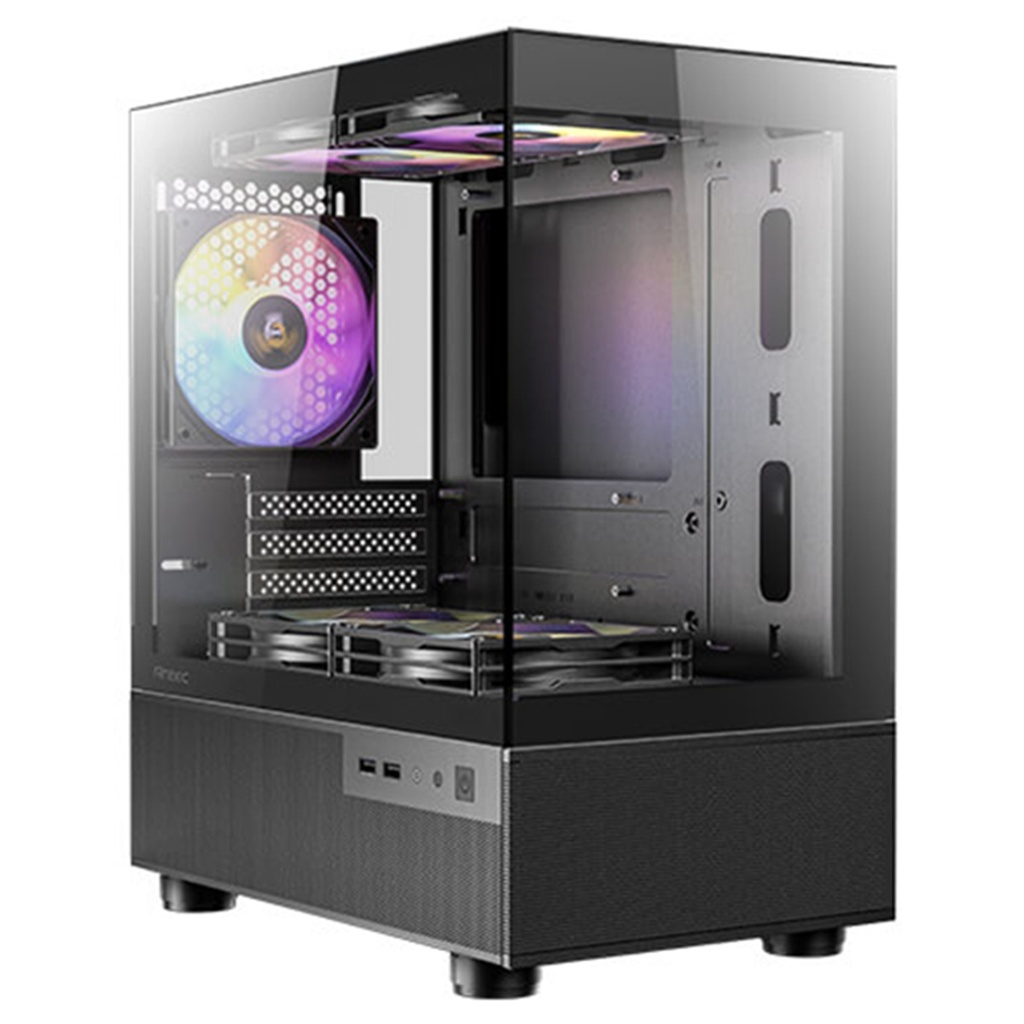 Gabinete Antec Cx200m RGB Elite Mini Tower Micro ATX ITX 5 Ventiladores ARGB Instalados