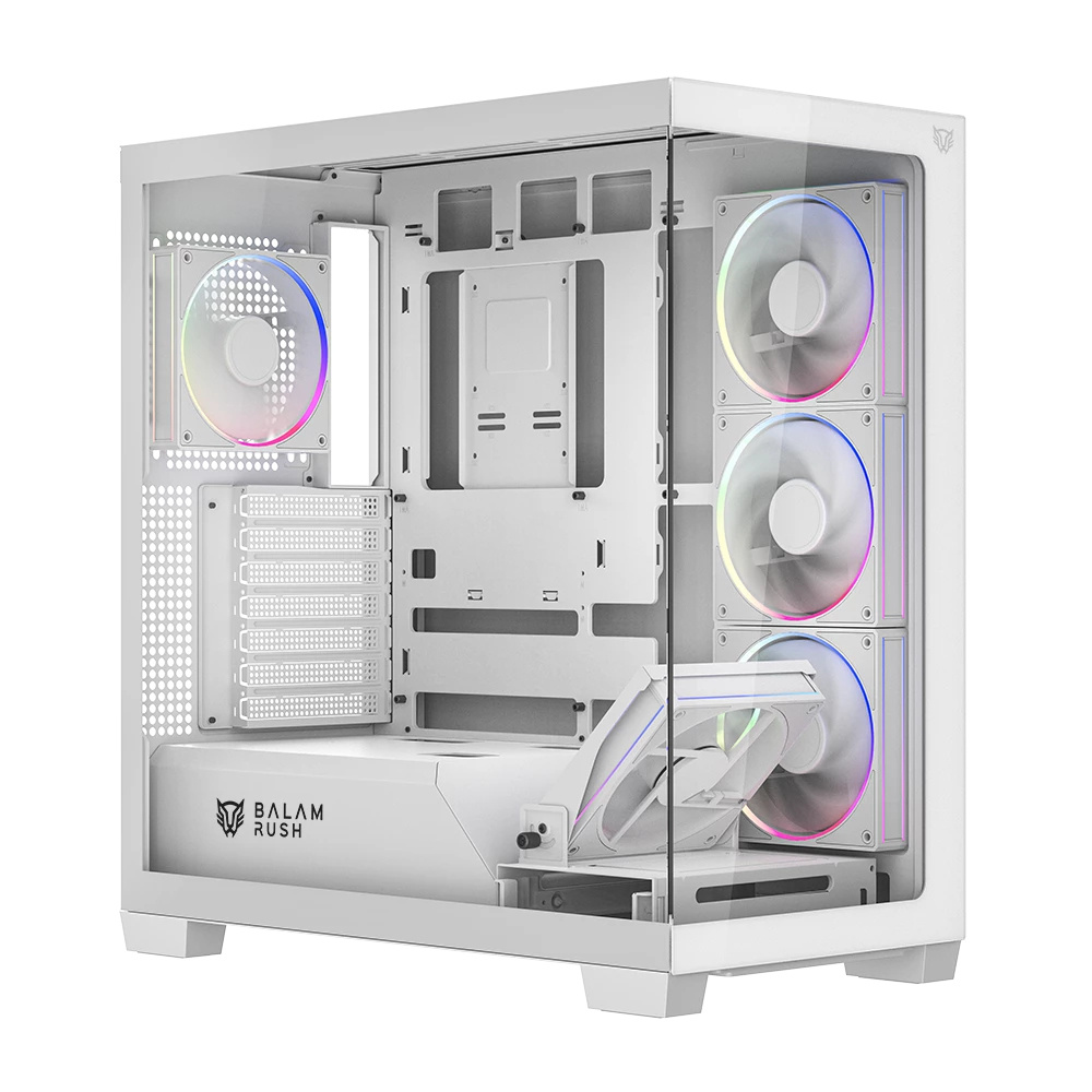 Gabinete Balam Rush Tank Polar 7900, Midi-Tower, ATX/Micro-ATX/Mini-ITX, USB 2.0/3.0, sin Fuente, 5 Ventiladores Instalados, Blanco