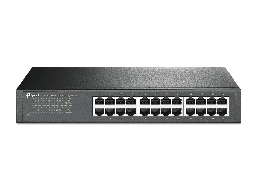 Switch TP-Link Gigabit Ethernet TL-SG1024D 24 Puertos 10/100/1000Mbps 48 Gbit/s 8000 Entradas No Administrable