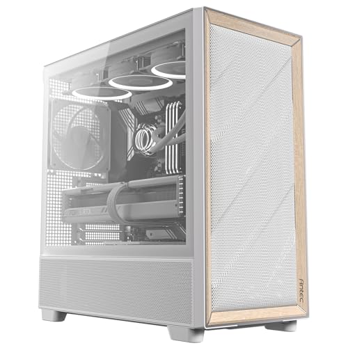 Gabinete Antec Flux White Flux Media Torre E-ATX Ventana De Cristal Con Madera Sin Fuente