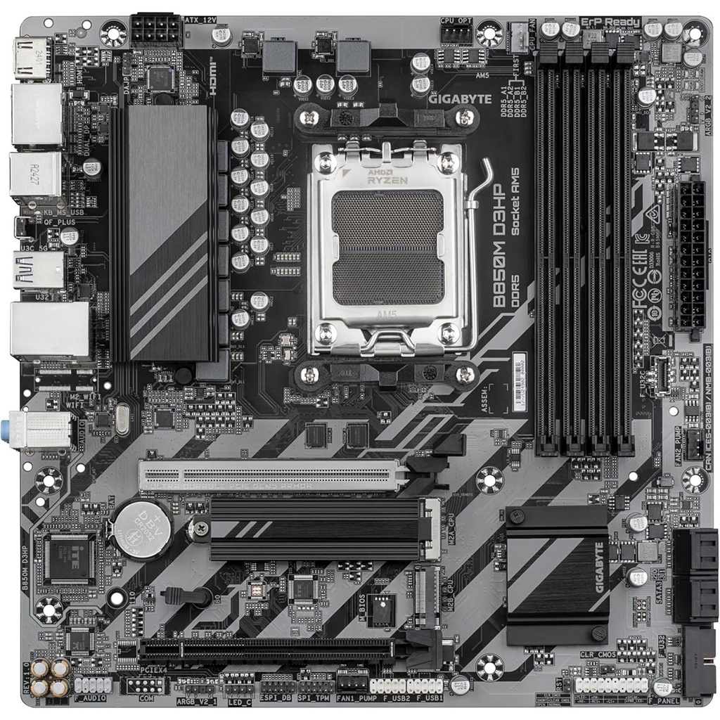 Tarjeta Madre Gigabyte B850M D3HP Micro-ATX AM5 AMD B850 256GB DDR5 HDMI/DP para AMD