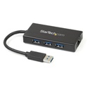 Hub usb 3.0 de aluminio con cable - concentrador de 3 puertos usb con adaptador de red ethernet gigabit externo - startech.com m