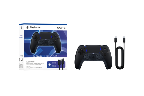 Control inalámbrico playstation dualsense midnight black + cable usb para pc