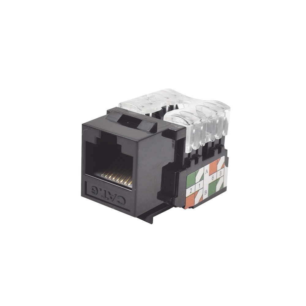 Módulo jack keystone cat6 con terminación 110 (punchdown) para faceplate - color negro