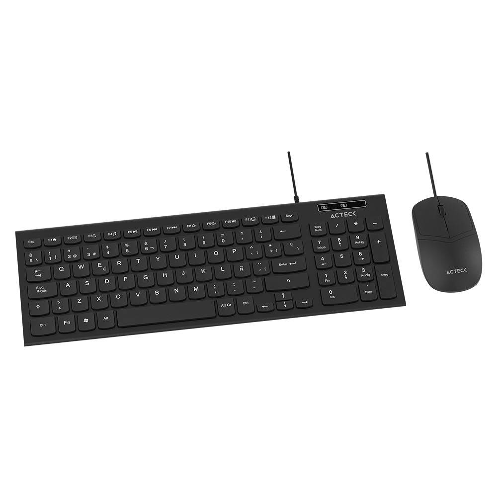 Kit De Teclado Y Mouse Alambrico Acteck 2 En 1 , Creator Compact Mk235, Español, Negro 