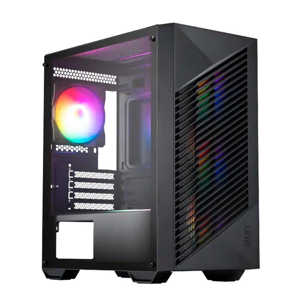 Gabinete msi pro forge m050a mini tower, soporta micro-atx/mini-itx, vent. 3x 120mm,vent. 1x 120mm, negro