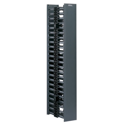 Organizador vertical doble netrunner, de 22.5 ur, 4.9in de ancho, color negro