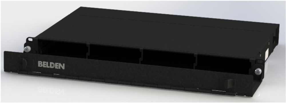 Charola fibra optica belden ax105563 alta densidad p/4 adaptadores vacia negro