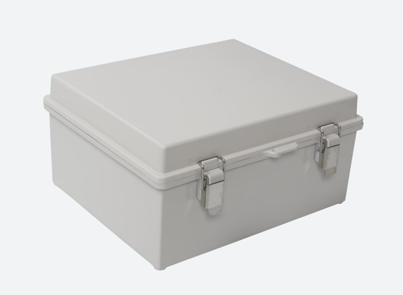 Gabinete de plástico abs, uso en intemperie (300 x 300 x 180 mm) cierre por broche.