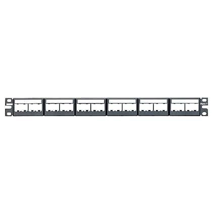 Panel de parcheo modular mini-com (sin conectores), plano, sin blindaje, con etiqueta y cubierta, de 24 puertos, 1ur