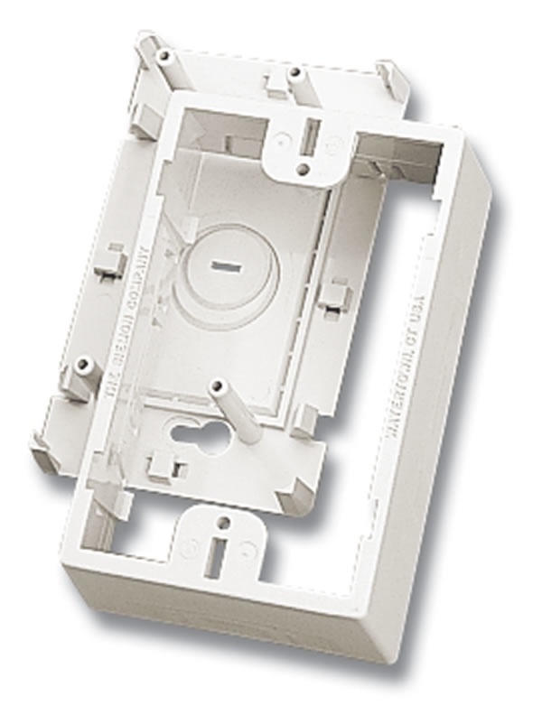 Caja de montaje superficial, para placas de pared (face plates), color blanco