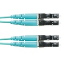 Jumper de fibra optica multimodo 50/125 om3, lc-lc duplex, ofnr (riser), color aqua, 2 metros