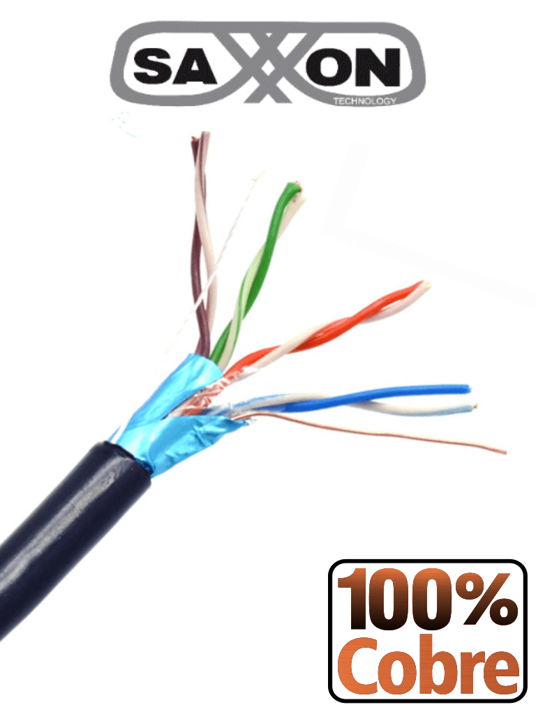 Saxxon oftpcat5ecope150n - bobina de cable ftp cat5e 100% cobre/ 150 metros/ blindado/ color negro/ uso exterior/ ideal para cab