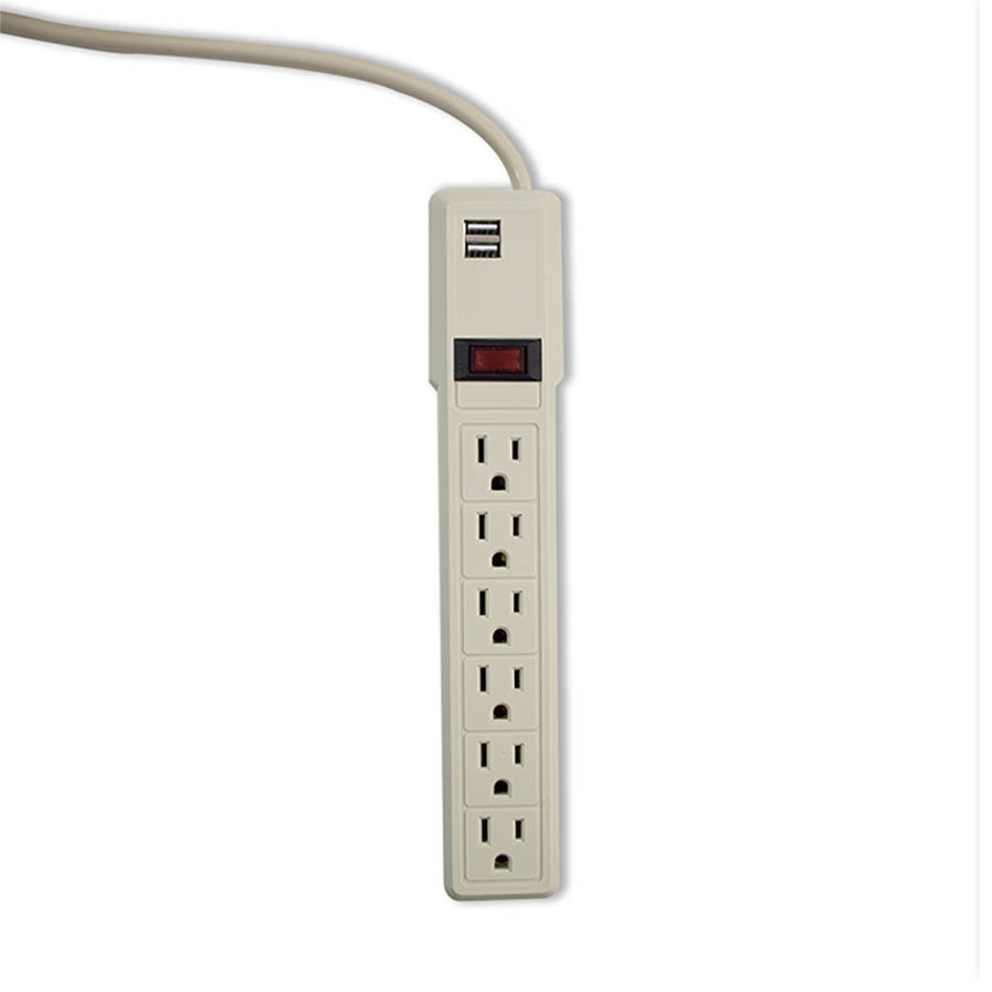 Multicontacto Supresor de Picos SMARTBITT 6 Contactos Reset Switch Cable de 45 cm Calibre 16awg 2 puertos usb 1a