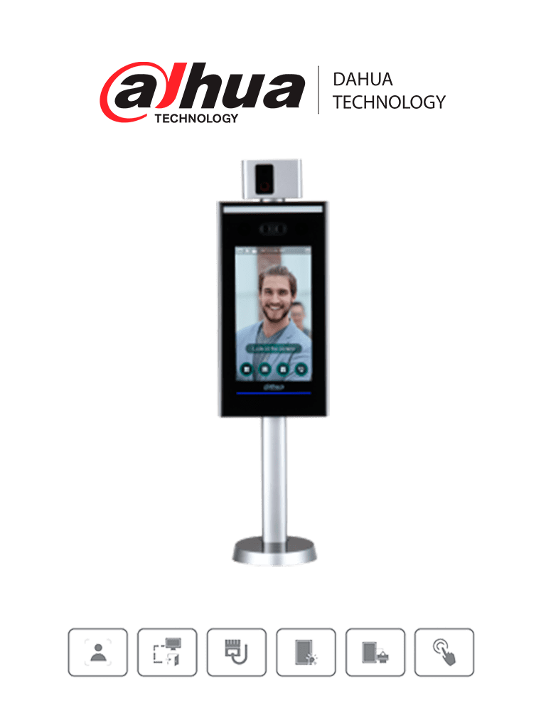 Dahua dhi-asi7223x-a-v1-t1 - control de acceso con reconocimiento facial  y medición de temperatura/ pantalla touch de 7 pulgada