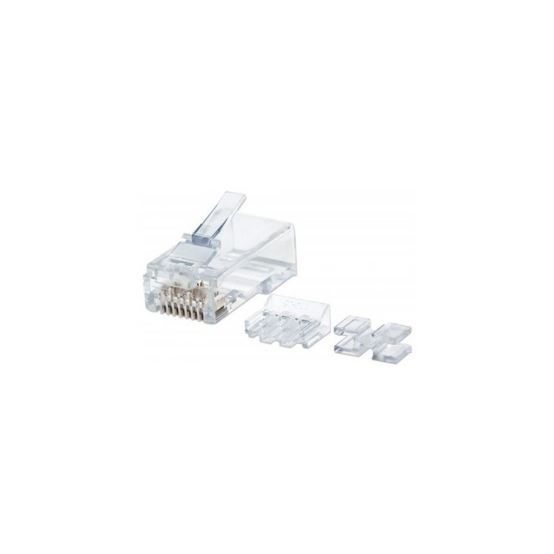 Plug modular rj45 intellinet utp cat6a multifilar 80pzs contacto chapa oro
