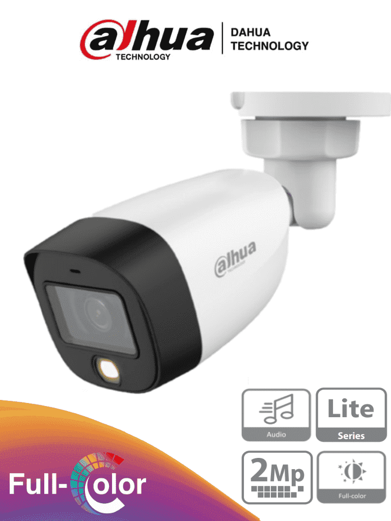 Dahua hac-hfw1209cn-a-led - cámara bullet full color 1080p/ lente de 2.8 mm/ 106 grados de apertura/ micrófono integrado/ luz bl