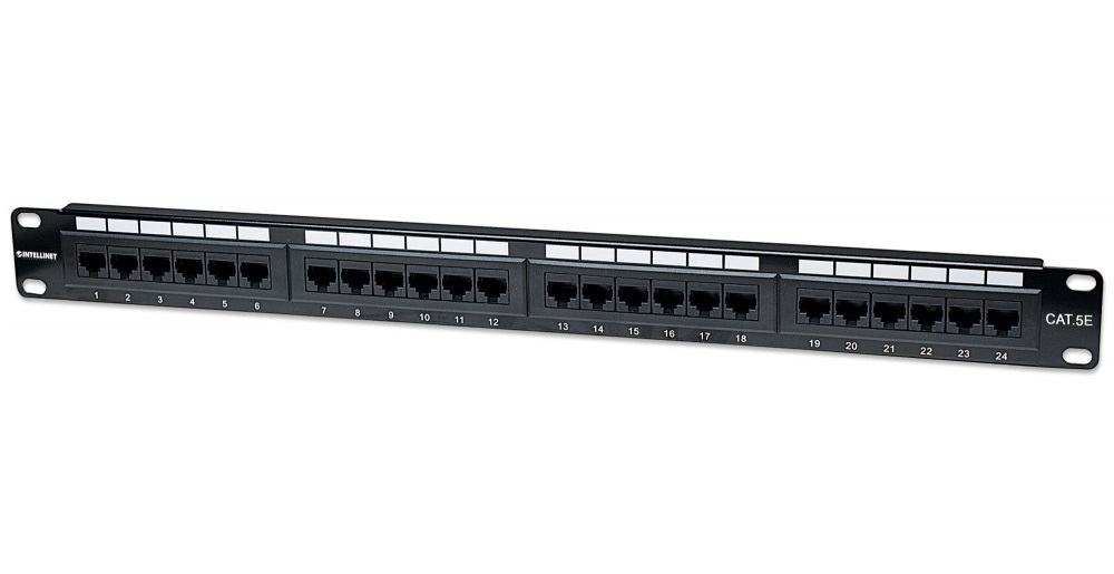 Panel De Parcheo Intellinet Cat5e 1U 24 Puertos RJ-45