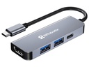 BRobotix Docking Station 4 en 1 USB C, 2x USB 3.0, 1x HDMI, 1x USB C, Plata