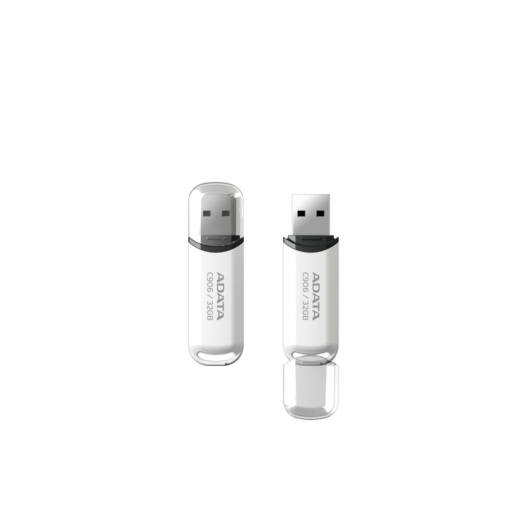 ADATA 32 GB Memoria Flash USB 2.0 con Tapa Color Blanco con Negro (Modelo C906)