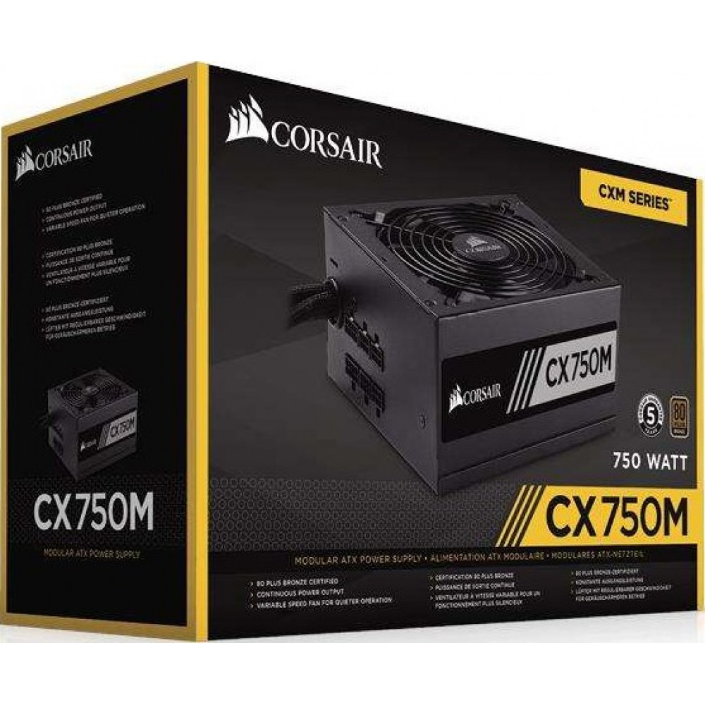 Fuente de Poder Refurbished Corsair CX750M 80+ Bronze Certificada