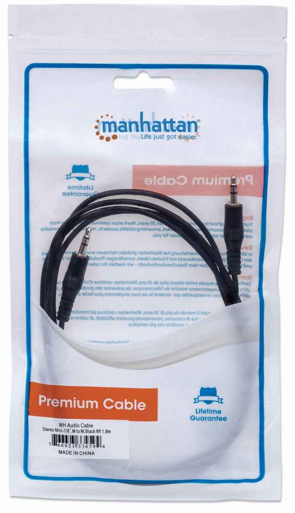 Cable Audio Estéreo Manhattan 3.5mm - 3.5mm 1.8 Metros