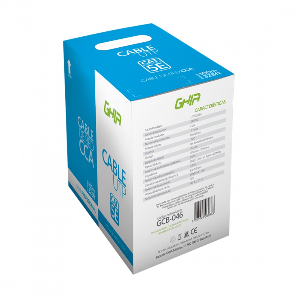 Bobina De Cable Ghia Cat5e UTP 100 Metros