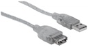 Cable Extensión De Alta Velocidad Manhattan USB 2.0 USB A Macho - USB A Hembra 4.5 Metros
