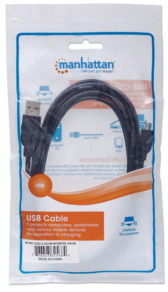 Cable Manhattan De Alta Velocidad USB 2.0 A Macho - Micro USB 2.0 B Macho 3 Metros