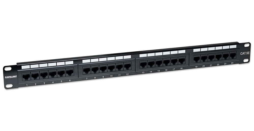 Panel De Parcheo Intellinet Cat5e 1U 24 Puertos RJ-45