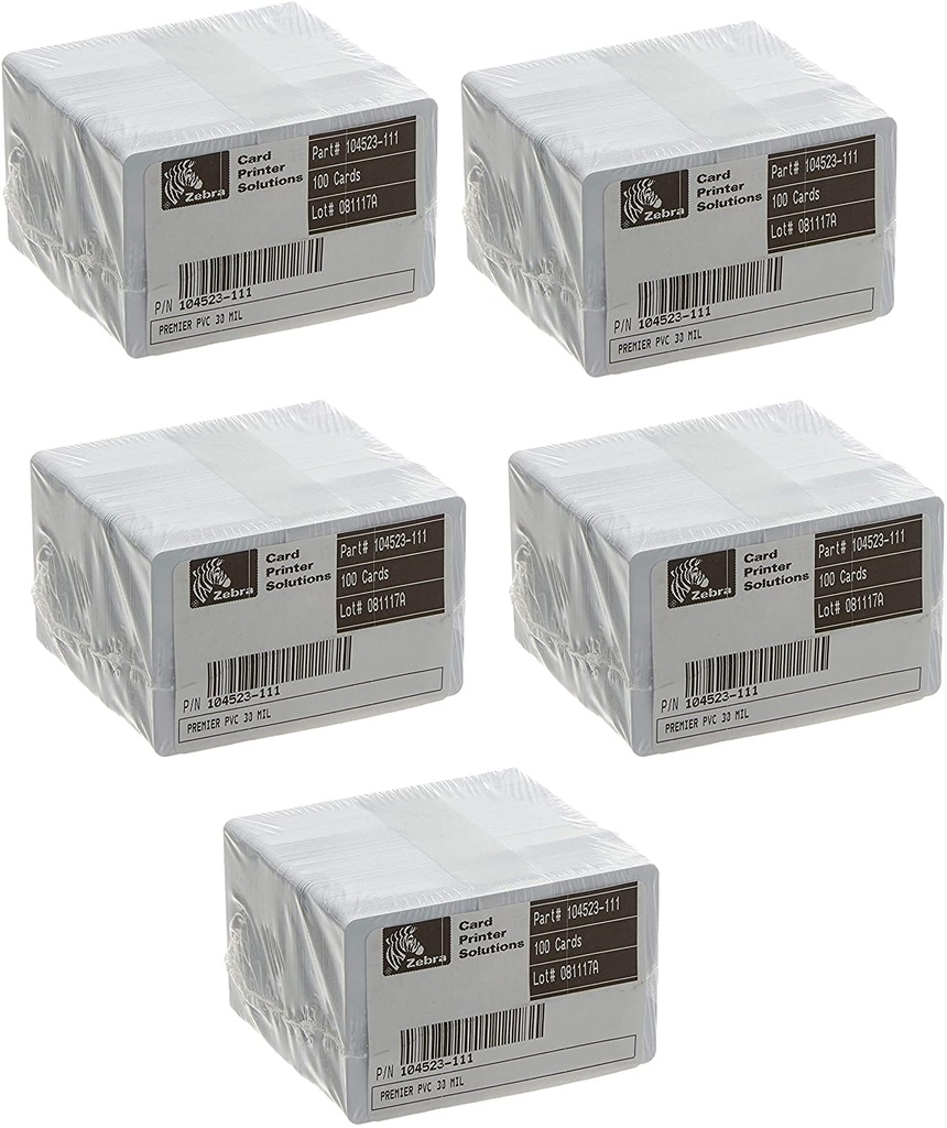 Tarjetas Zebra PVC 30 mm 500 Piezas 104523-111